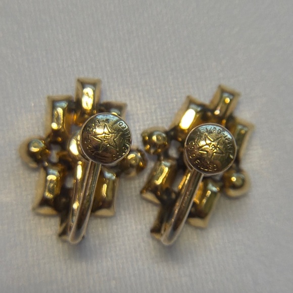 Vintage 1/20 12 Kt Gold Filled Art Deco Screwback Earrings - Picture 2 of 5